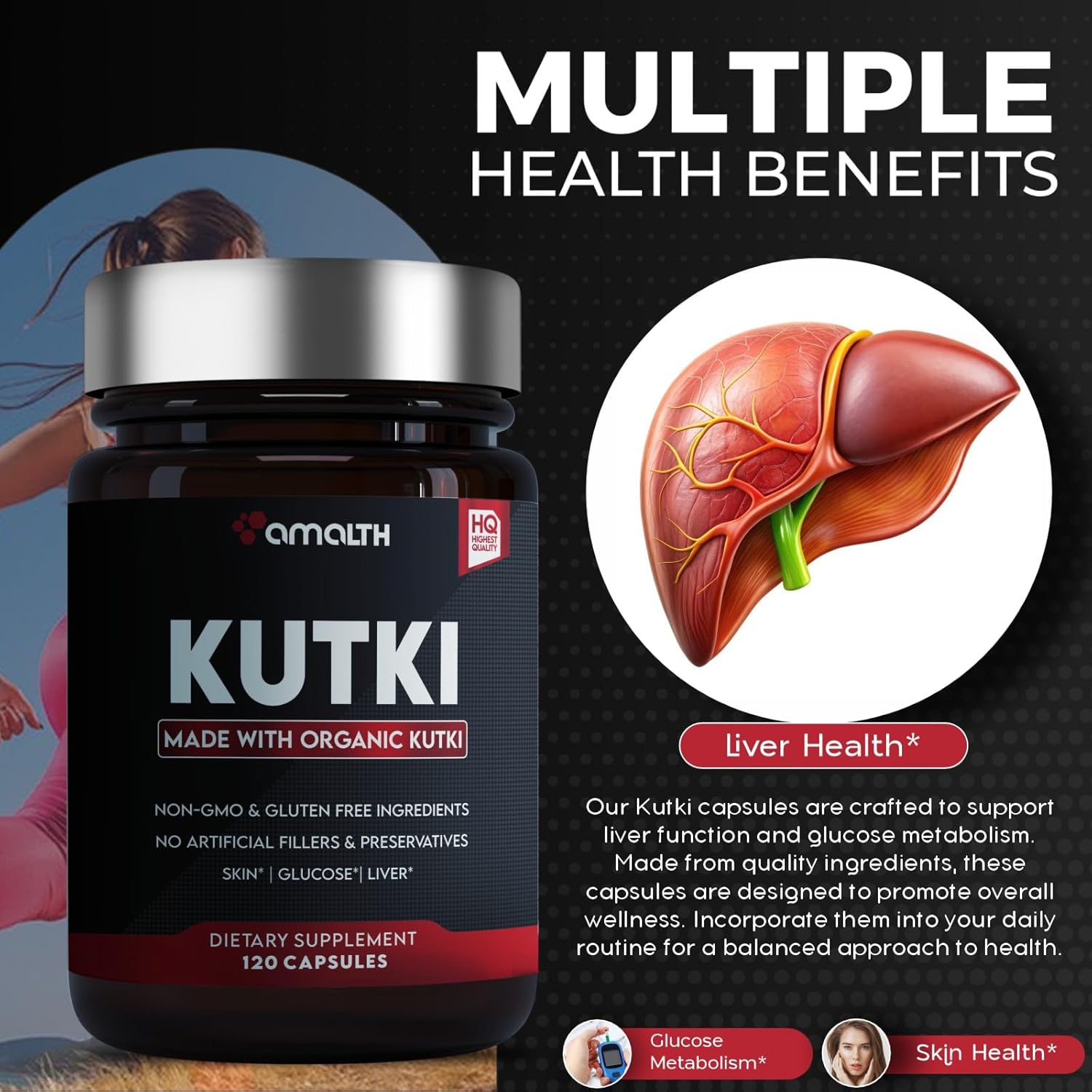 AMALTH Kutki Capsules 1000 mg - Picrorhiza Kurroa Root Extract Supplement, 120 Veg Capsules - görsel 4