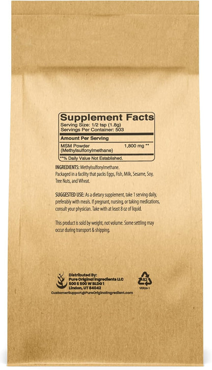 Methylsulfonylmethane MSM Powder (907g) - Always Pure, Natural Sulphur Dietary Supplement