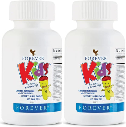 Forever Kids Chewable Multivitamin - Grape Flavour - 120 Tablets (Pack of 2)