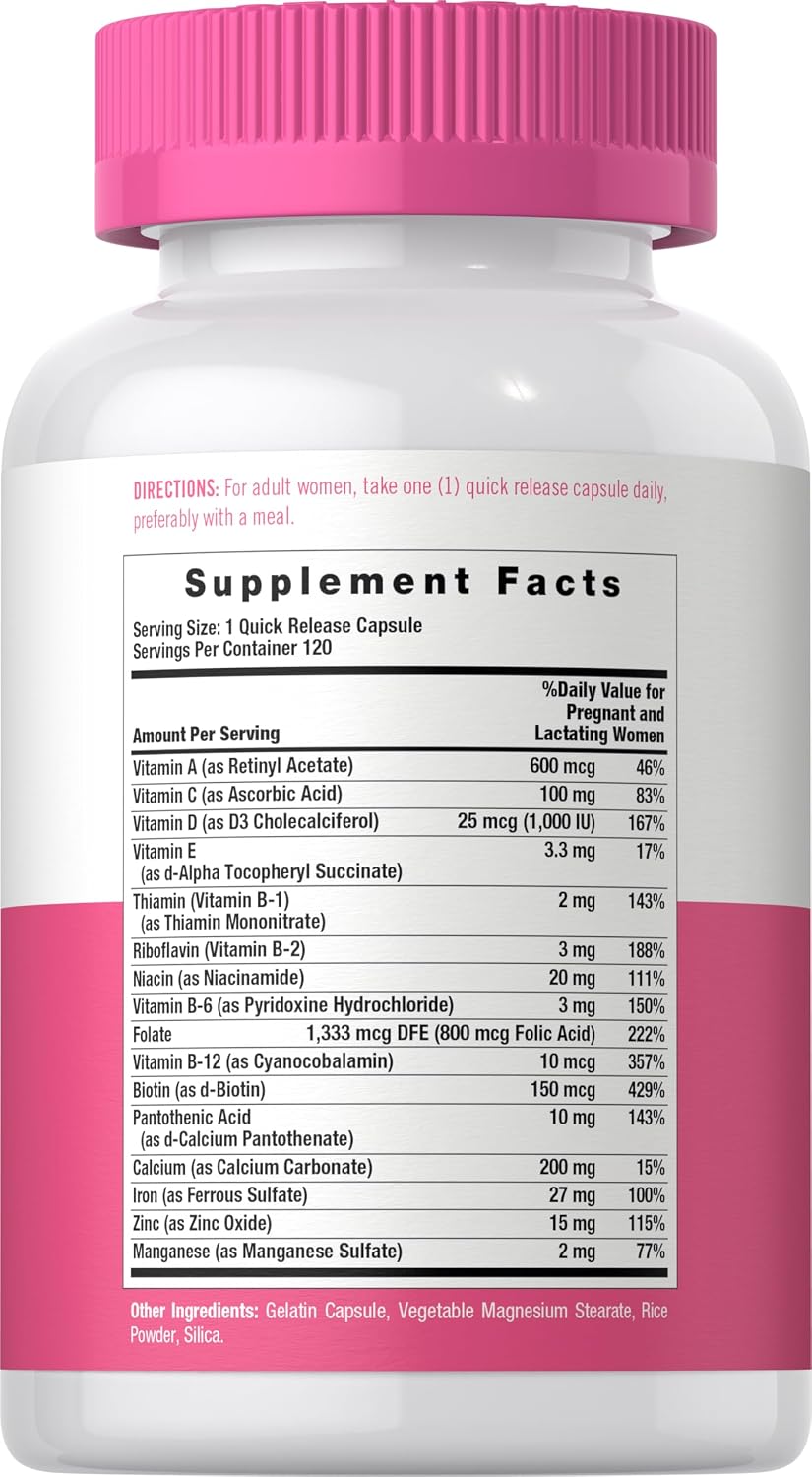 Carlyle Prenatal Vitamins for Women – Multivitamin & Mineral with Folic Acid, 120 Capsules - görsel 2