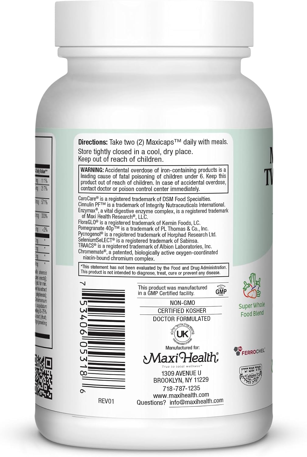Maxi Health Multivitamin for Men and Women – Complete Daily Vitamins with Pomegranate and Green Tea – Kosher and Vegan – 180 Capsules - görsel 4
