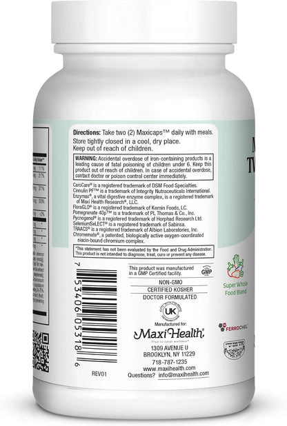 Maxi Health Multivitamin for Men and Women – Complete Daily Vitamins with Pomegranate and Green Tea – Kosher and Vegan – 180 Capsules