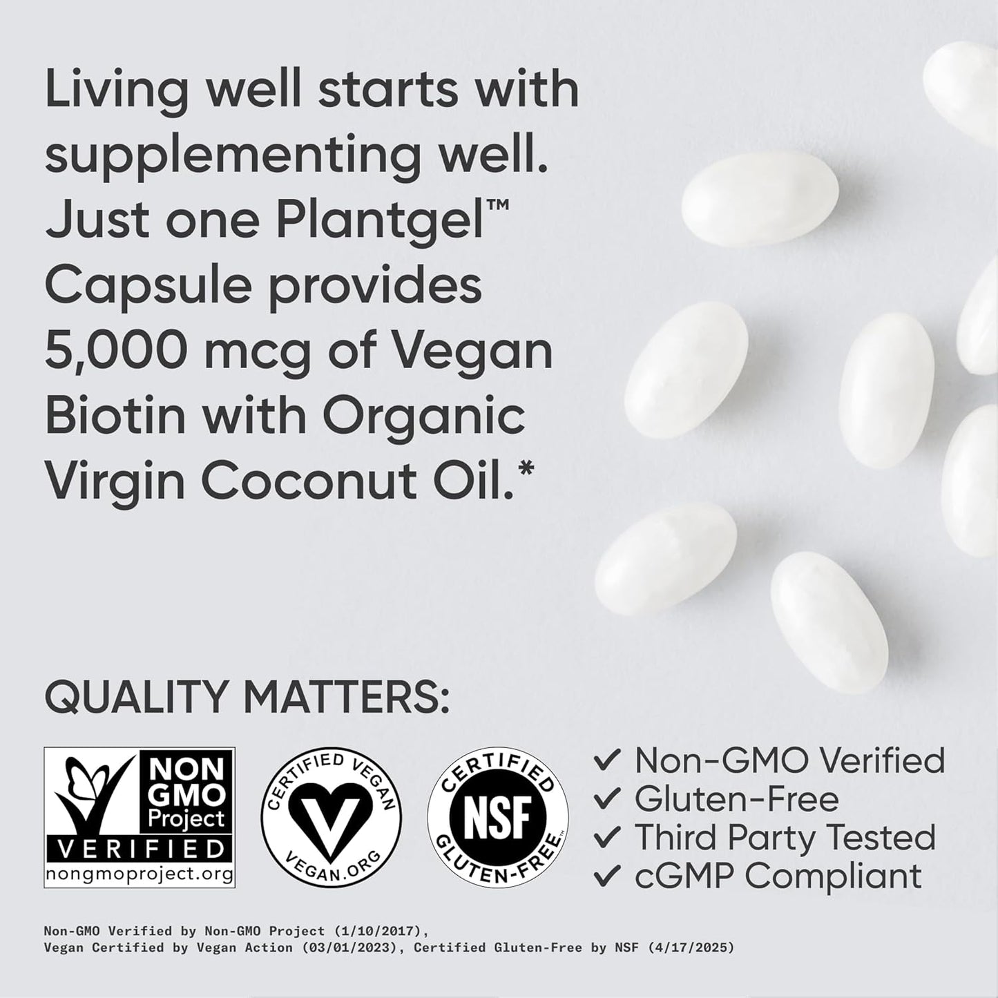 Sports Research® Biotin 5000mcg with Organic Coconut Oil - Vegan, Non-GMO, 120 Softgels - görsel 4