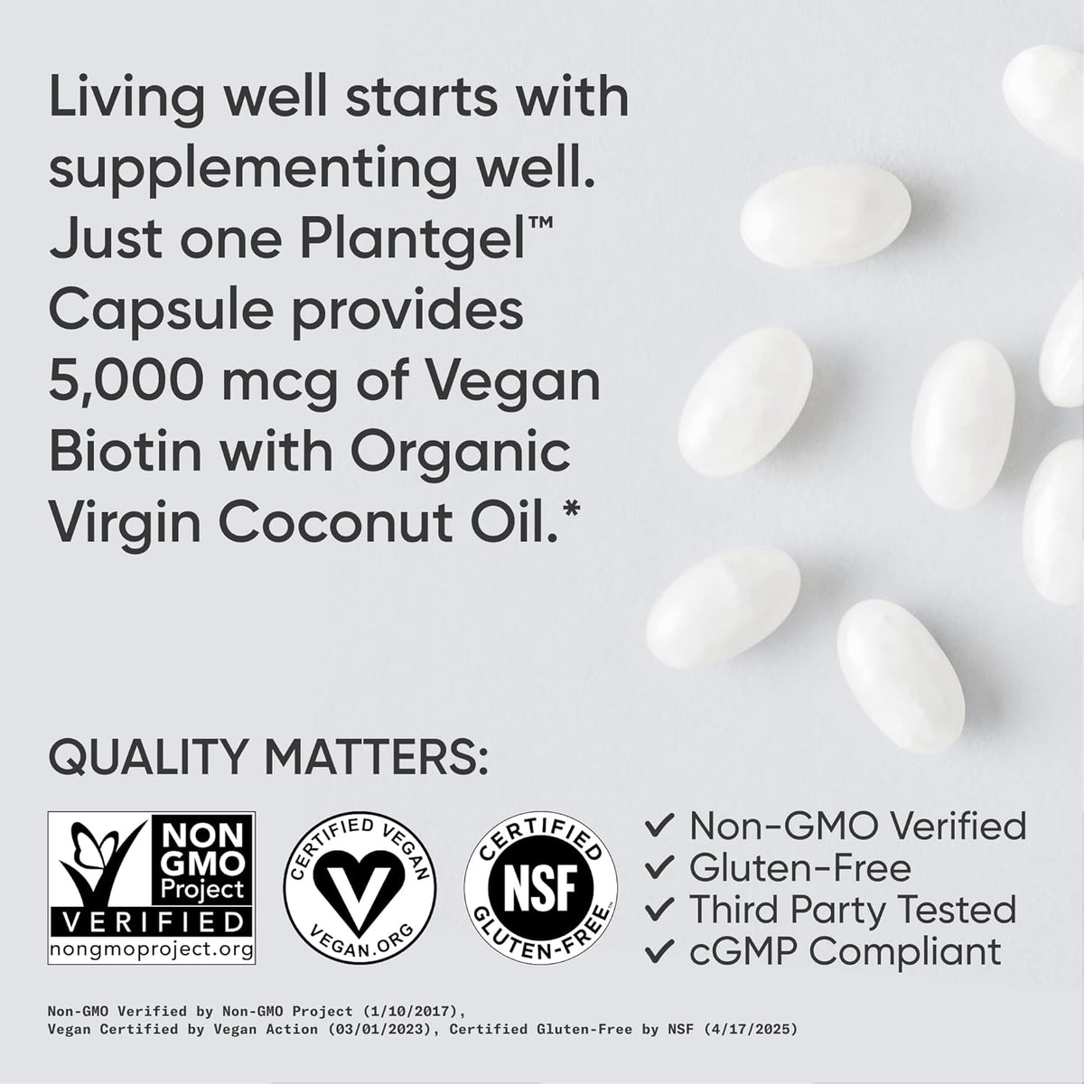 Sports Research® Biotin 5000mcg with Organic Coconut Oil - Vegan, Non-GMO, 120 Softgels - görsel 4