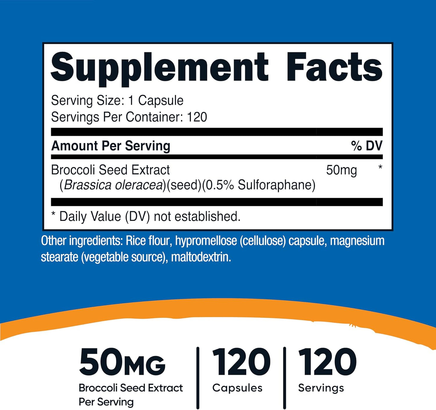 Nutricost Sulforaphane Glucosinolate (SGS) - 50 mg Broccoli Seed Extract, 120 Capsules - görsel 2