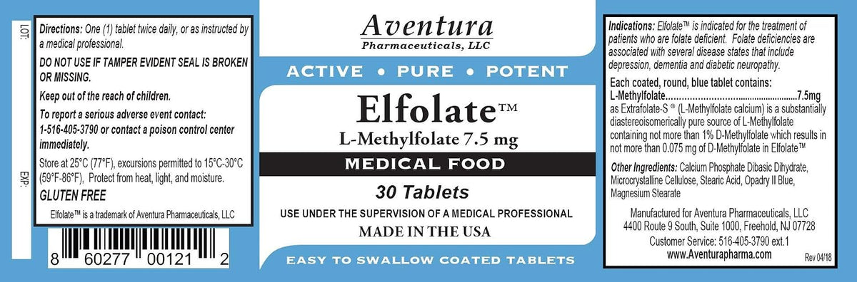 ELFOLATE® 7.5mg L-Methylfolate – Active Pure Potent Methyl Folate, 30 Tablets - görsel 2