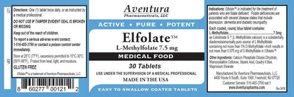 ELFOLATE® 7.5mg L-Methylfolate – Active Pure Potent Methyl Folate, 30 Tablets
