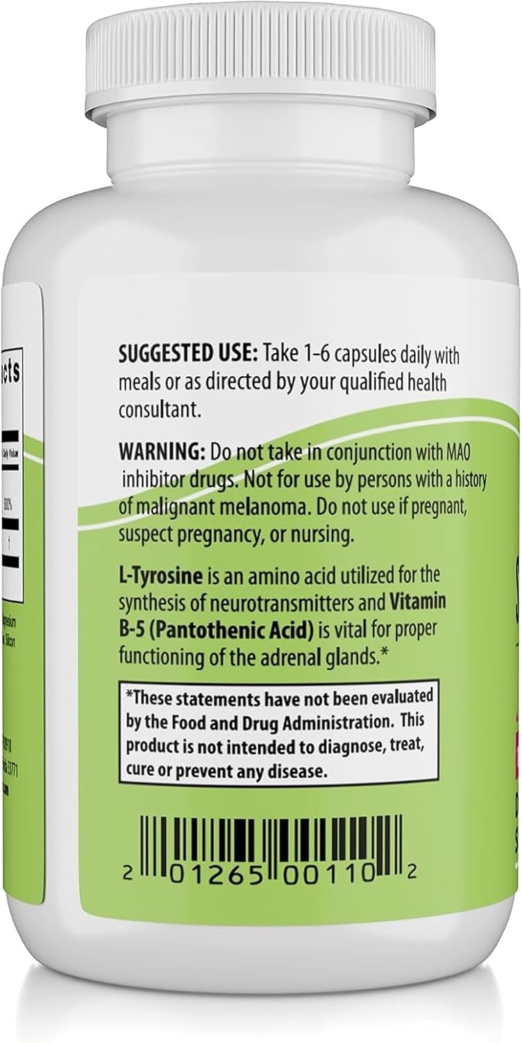 NaturalSlim Stress Defender Food Supplement – Cortisol Balance & Stress Support with Vitamin B5 & L-Tyrosine, 180 Capsules (3 Pack) - görsel 8