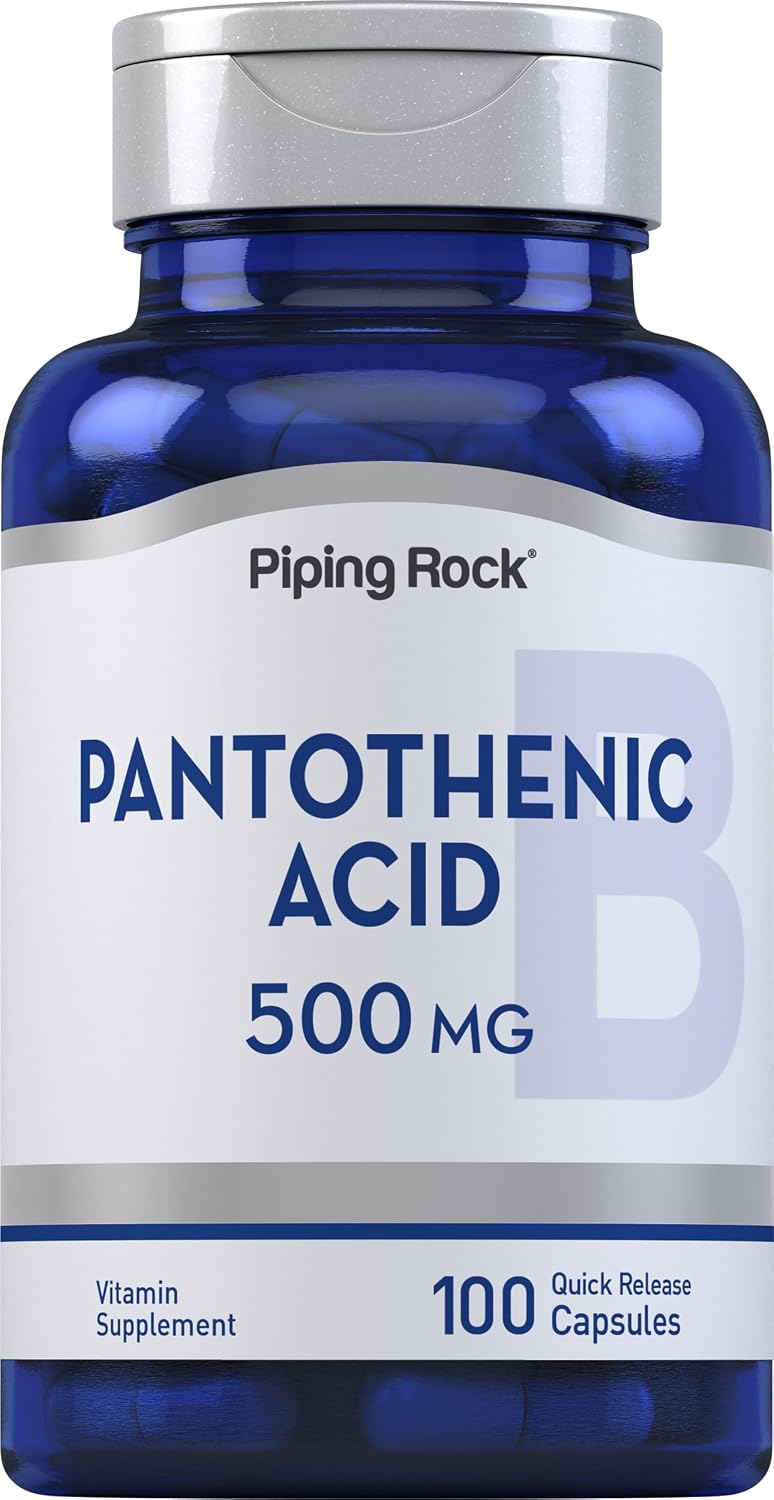 Piping Rock Pantothenic Acid 500mg - 100 Capsules | Vitamin B5 as Calcium d-Pantothenate - görsel 1