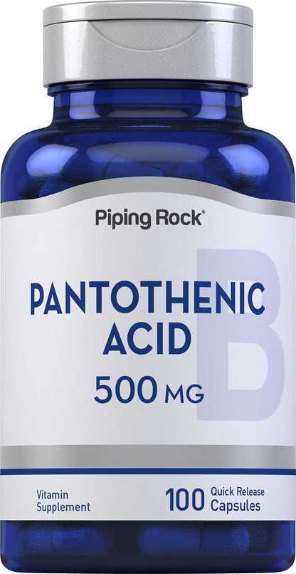Piping Rock Pantothenic Acid 500mg - 100 Capsules | Vitamin B5 as Calcium d-Pantothenate