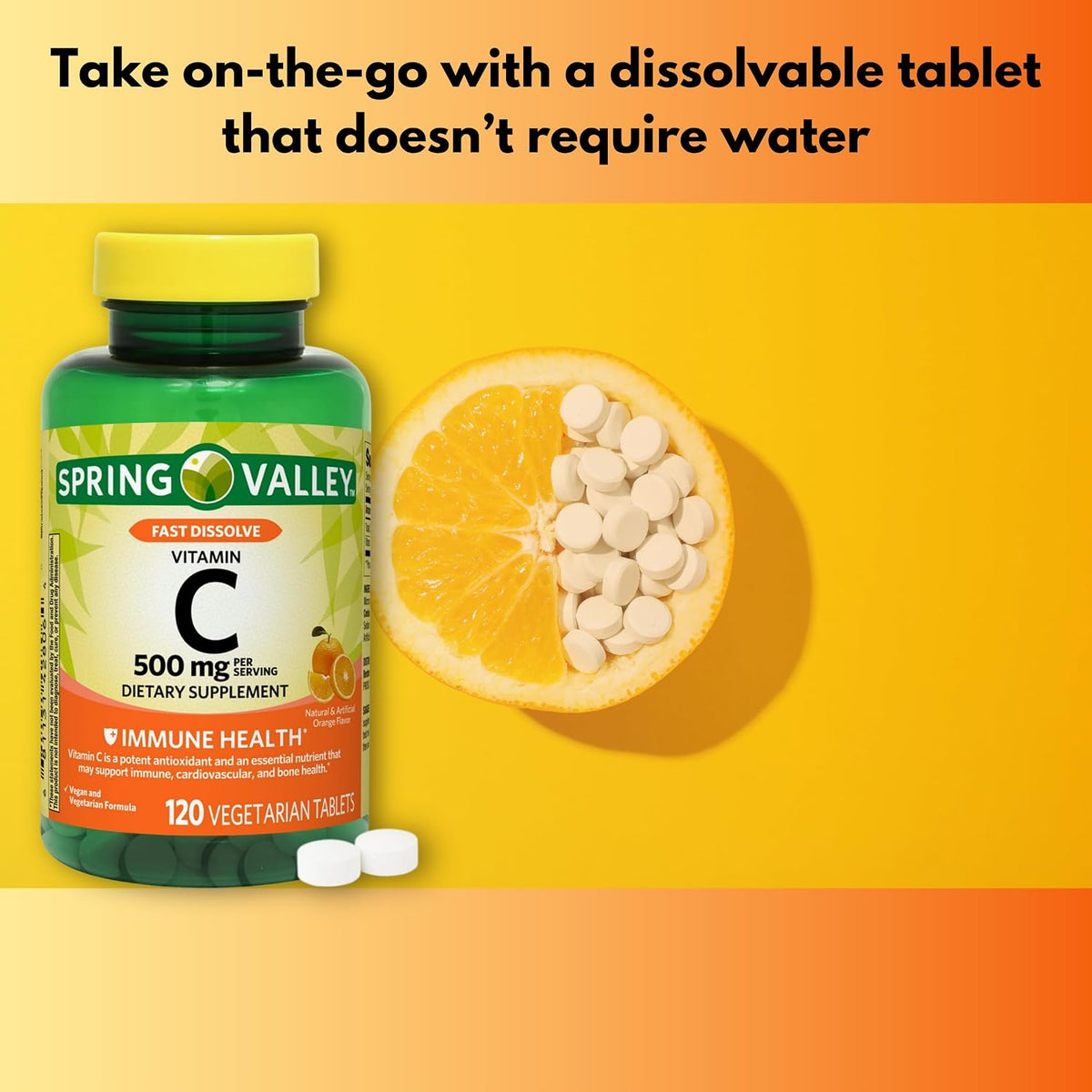 Vitamin C Orange Flavour 500mg - Fast Dissolve, 120 Tablets - görsel 4