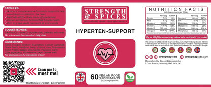 Strength & Spices Hypertensupport - Natural Cardiovascular Support Supplement with Hawthorn Berry & Grape Seed - 60 Vegan Capsules