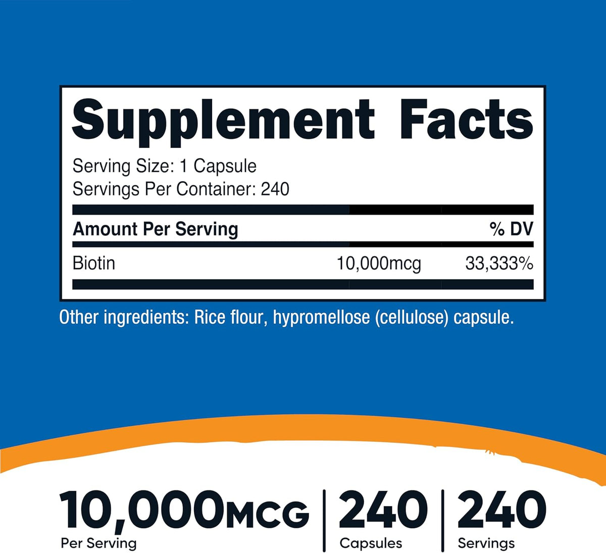Nutricost Biotin (Vitamin B7) 10,000 µg (10 mg) Supplement, 240 Capsules – Vegetarian, Gluten-free, Non-GMO - görsel 2
