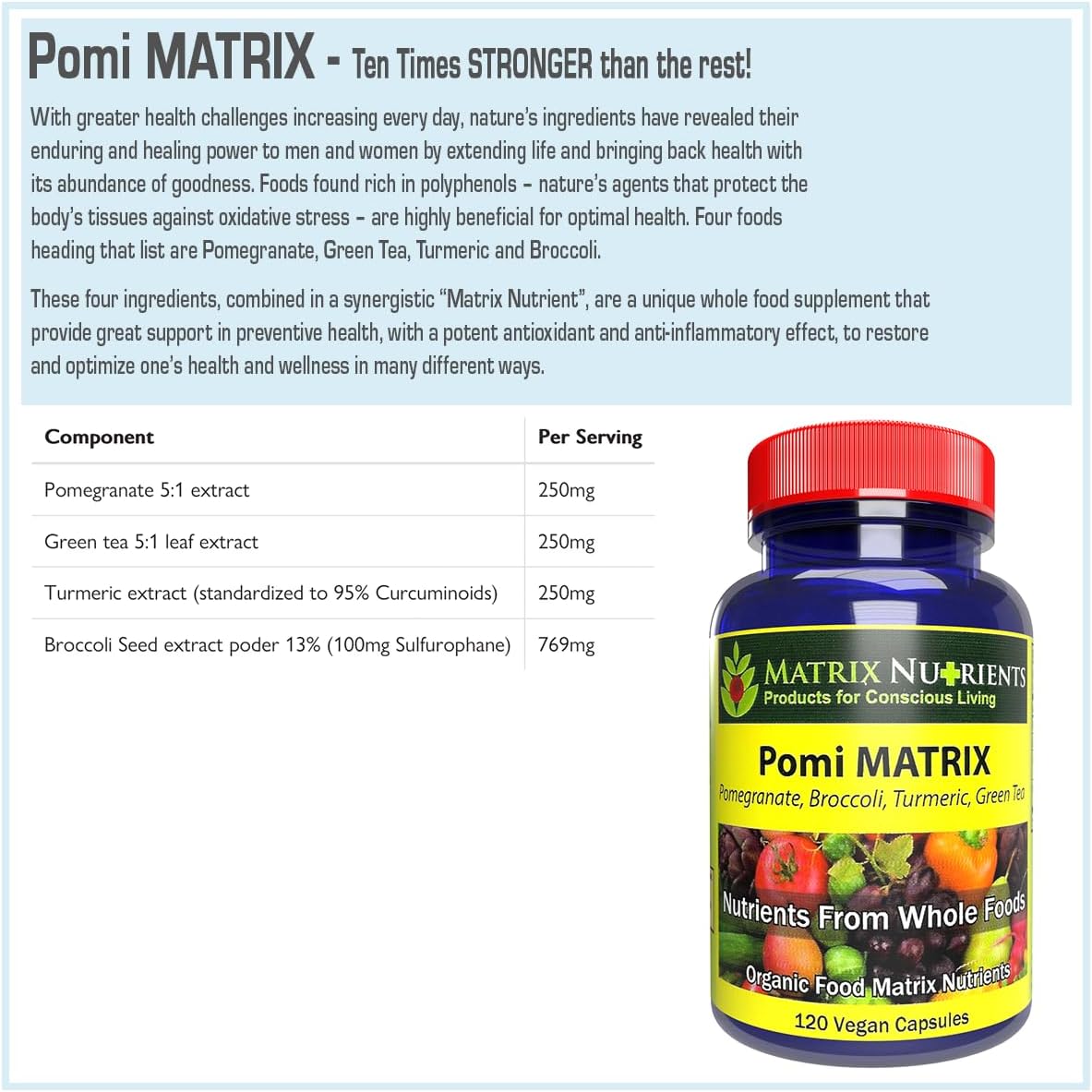 POMI Matrix – Powerful Blend of Pomegranate, Green Tea, Turmeric & Broccoli | Vegan Capsules - görsel 9