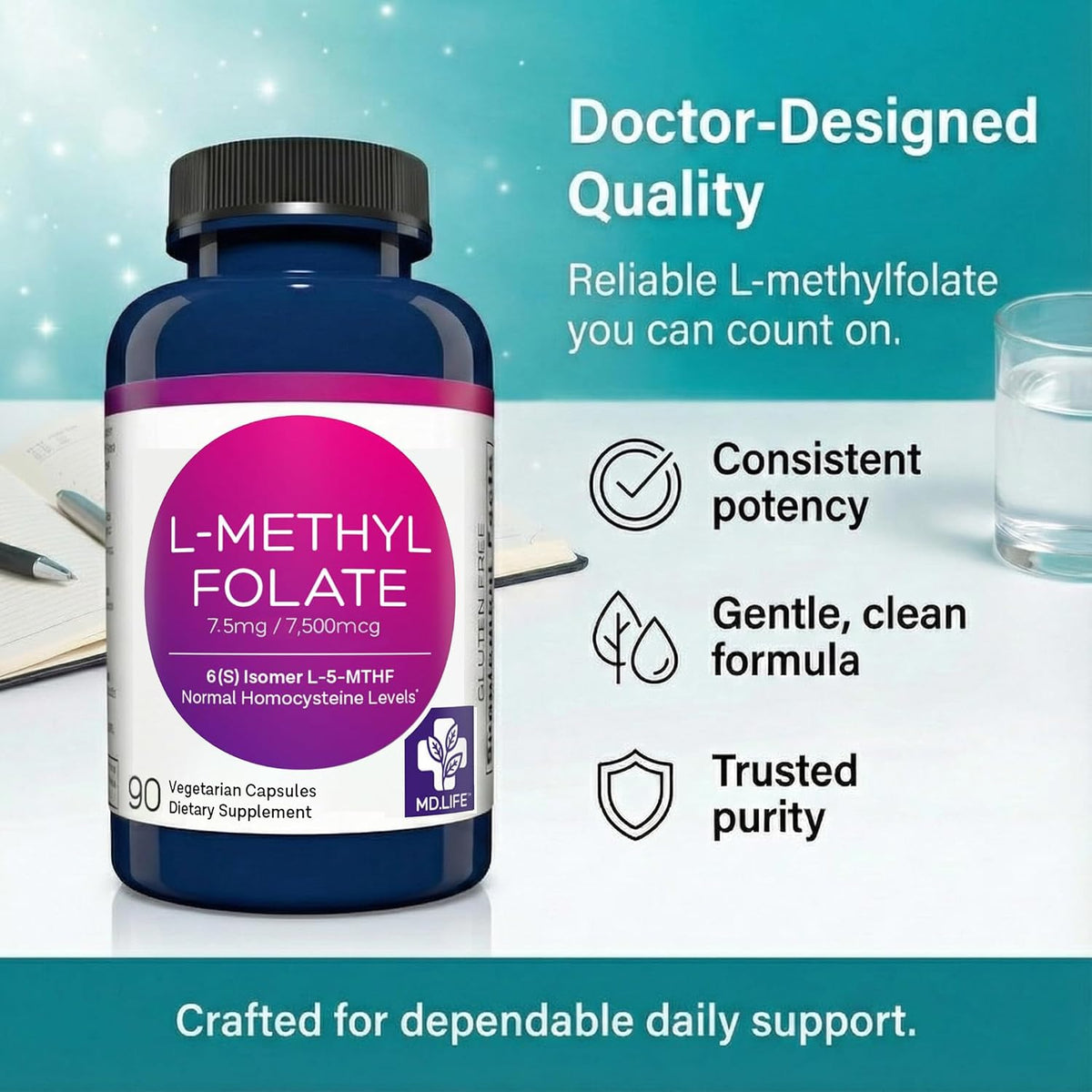 MD Life L-Methylfolate 7.5 mg Food Supplement - 90 Capsules - görsel 4