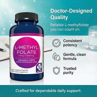 MD Life L-Methylfolate 7.5 mg Food Supplement - 90 Capsules