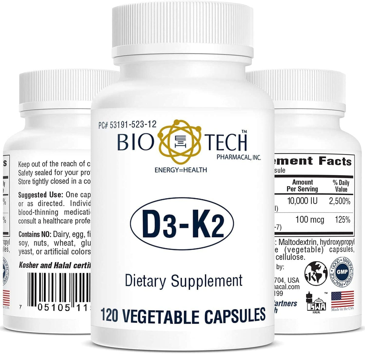 Bio-Tech D3-K2 120 Vegcaps - görsel 1