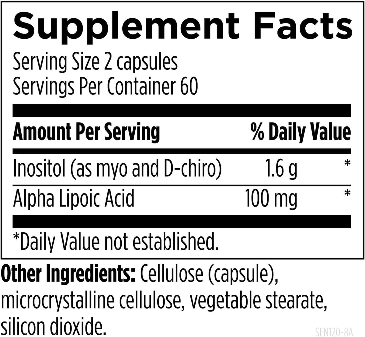 Designs for Health Inositol + ALA Capsules | Sensitol Myo-Inositol & D-Chiro-Inositol with Alpha Lipoic Acid | Vegan, Non-GMO | 120 Capsules - görsel 2