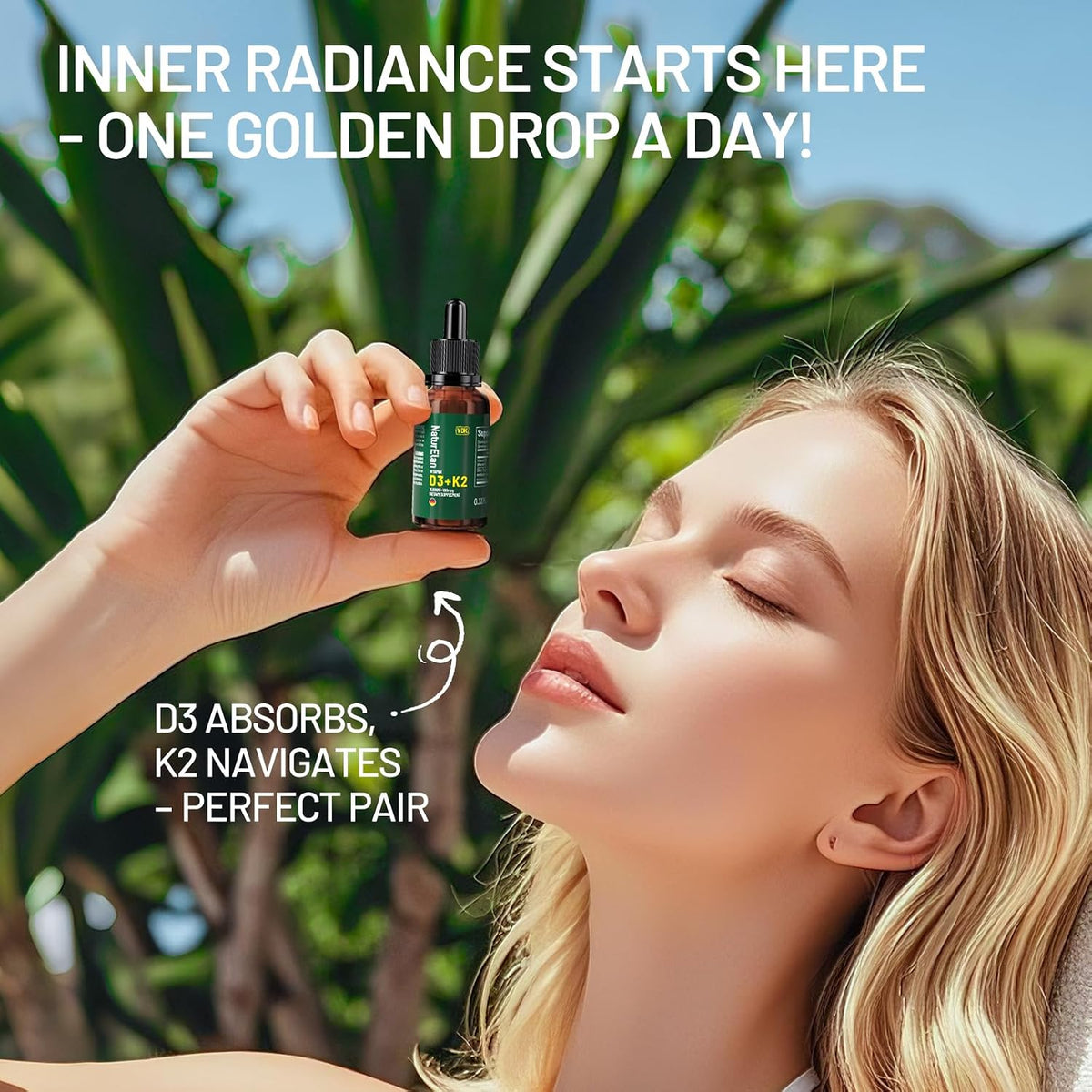 Organic Vitamin D3 K2 Drops with MCT Oil - 10,000 IU D3 + 100 mcg K2 (MK-7) - 320 Servings - görsel 7