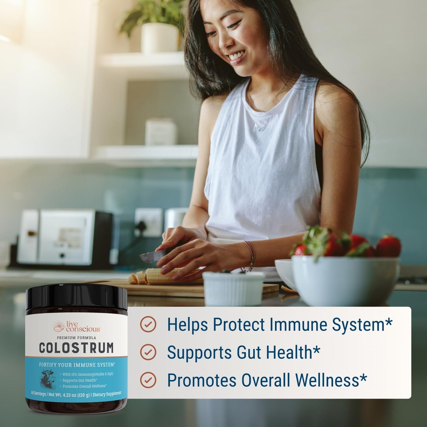 Live Conscious Colostrum Powder: Grass-Fed Bovine Colostrum with Lactoferrin for Immune and Gut Support - görsel 5