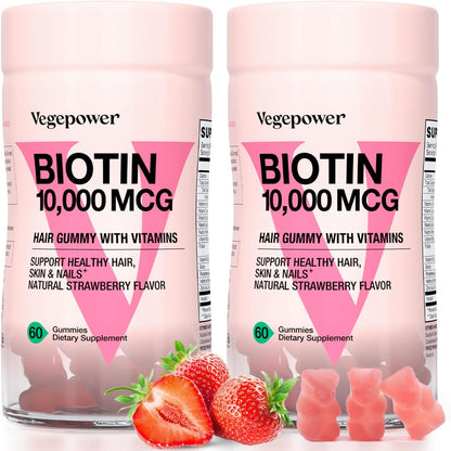 VEGEPOWER Biotin Gummies 10000µg – Vegan Hair, Skin & Nails Food Supplement
