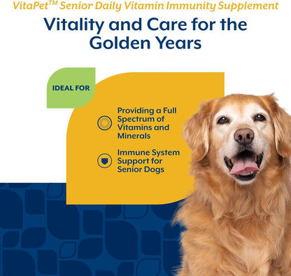 NaturVet VitaPet Senior Daily Vitamins for Senior Dogs – with Glucosamine – 60 Time Release Tablets