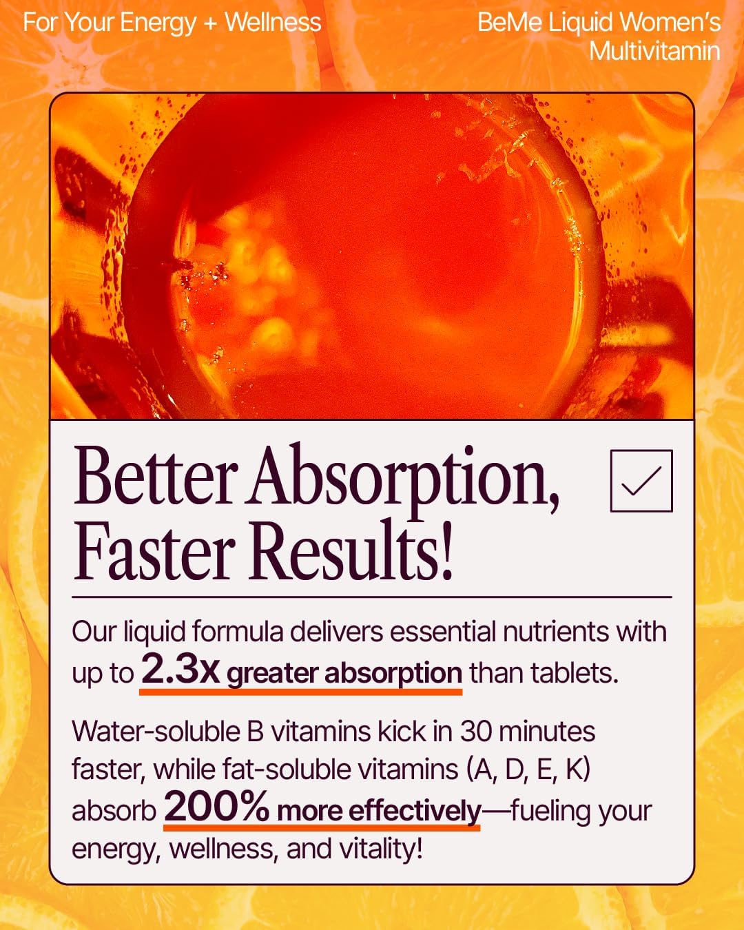 BeMe Liquid Multivitamin for Women - Orange Flavour - 15 Sachets - görsel 3