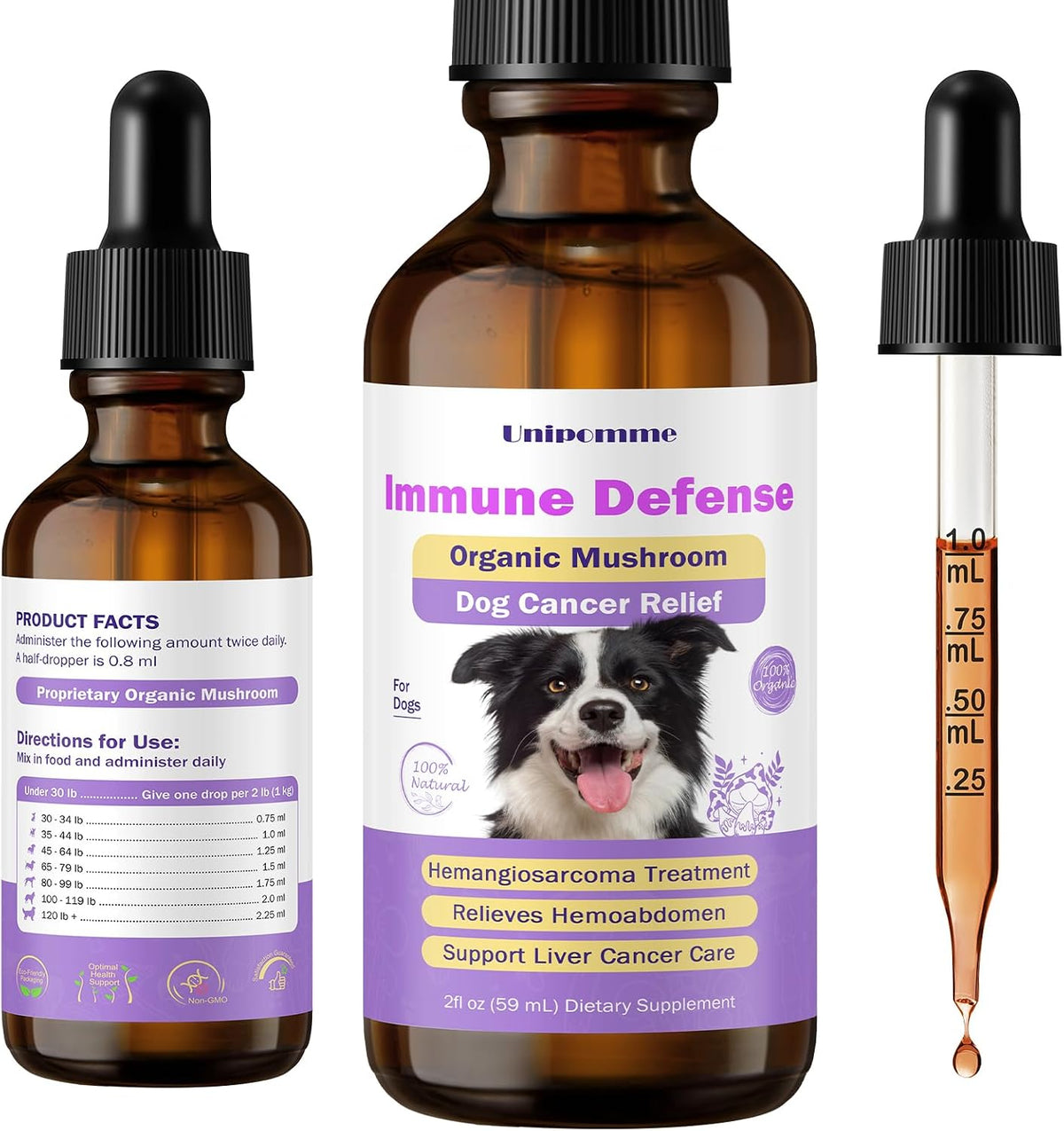 Pet Critical Guard Dog Immune Support Supplement with Turkey Tail Mushroom - 2 oz (59 ml) - görsel 1