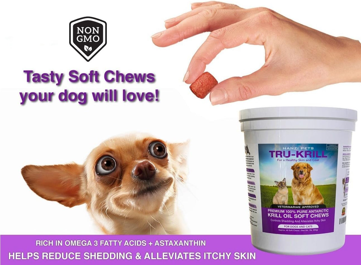 Premium Antarctic Krill Oil Soft Chews for Dogs - Omega-3, Astaxanthin, Vitamin E - 60 Chews - görsel 6