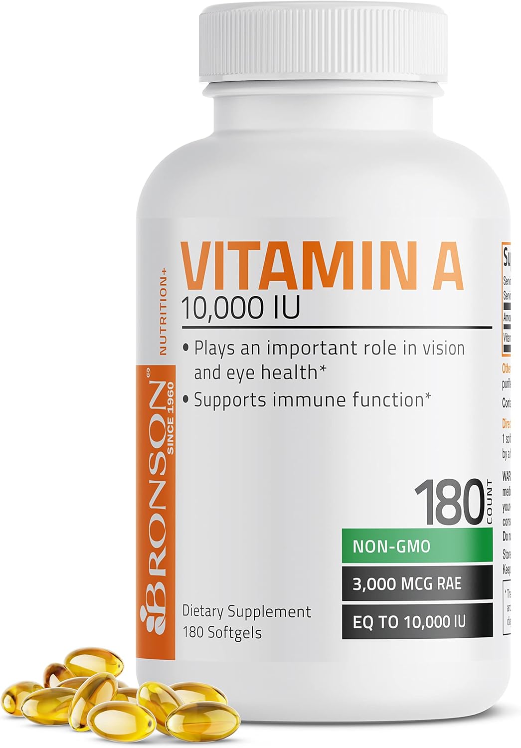 Bronson Vitamin A 10,000 IU – Premium Non-GMO Formula, 250 Softgels - görsel 8