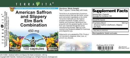 American Saffron and Slippery Elm Bark Combination - 450 mg (100 Capsules, ZIN: 513638)
