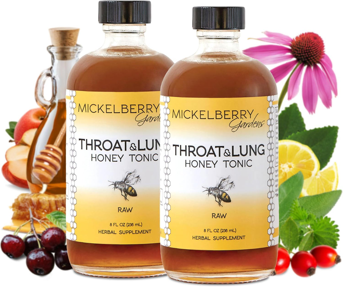 Mickelberry Gardens Throat & Lung Honey Tonic – Sore Throat Relief, Immune Support & Cough Calming for Adults & Children (118 ml per bottle, Pack of 2) - görsel 8