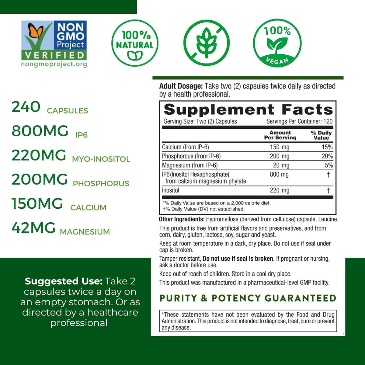 Active Again Hope Science IP6 Inositol 120 Capsules – Whole Body Immune & Antioxidant Support with Nature's Most Potent Antioxidant - görsel 2