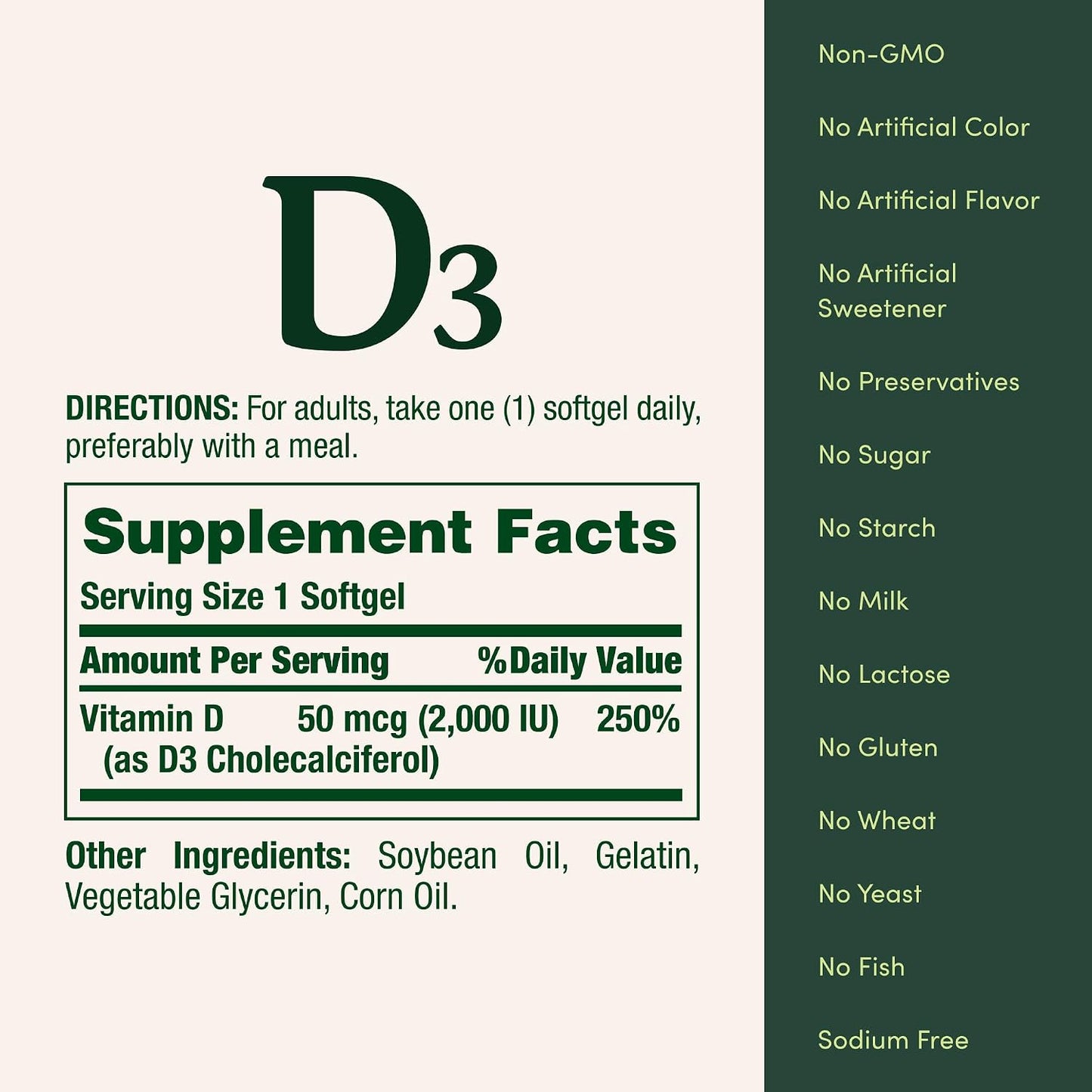 Nature's Bounty Vitamin D3 2000 IU, Immune and Bone Support, 240 Rapid Release Softgels - görsel 5