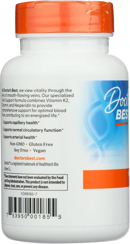 Doctor's BEST Vein Support Featuring DiosVein & MenaQ7, 60 Capsules