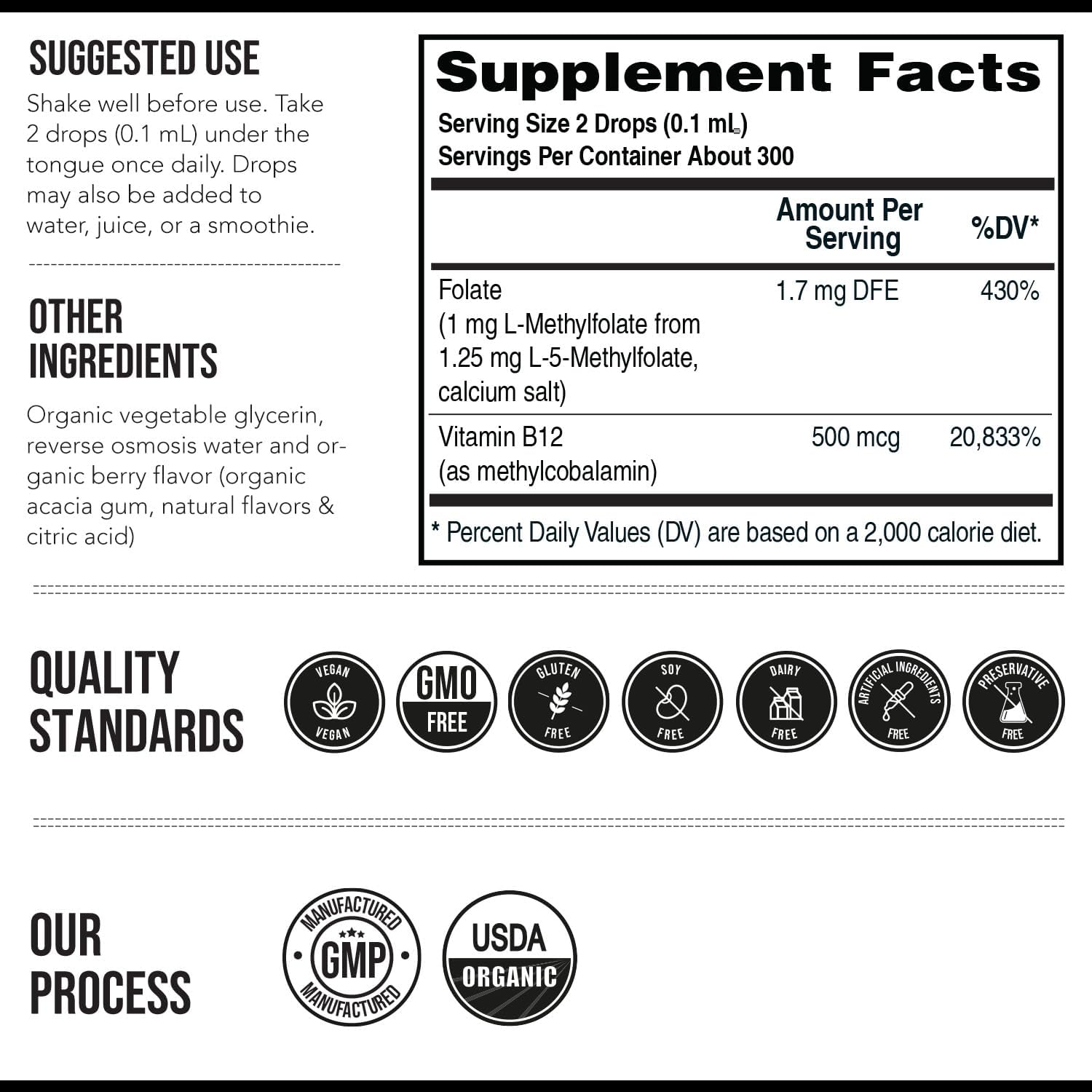 Organic Methyl Folate 1000 mcg + Methyl B12 Cofactor – Liquid Sublingual, Berry Flavour - görsel 6
