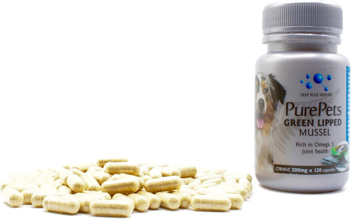 PurePets New Zealand Green Lipped Mussel Capsules for Dogs and Cats (200mg, 120 Capsules) - görsel 1