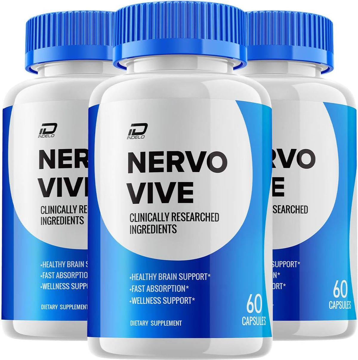 Nervo Vive Brain Supplement Capsules – All-Natural Memory & Focus Support (3 Pack, 180 Capsules) - görsel 1
