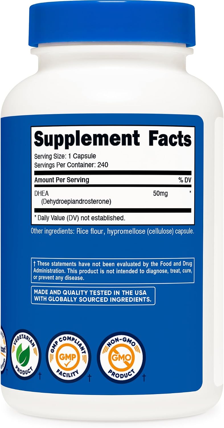 Nutricost DHEA 50mg, 240 Capsules - Gluten-free, Soya-free, Non-GMO - görsel 5