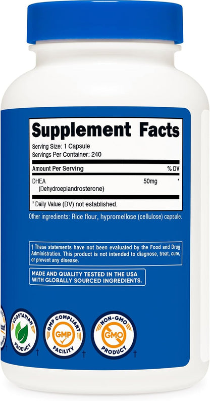 Nutricost DHEA 50mg, 240 Capsules - Gluten-free, Soya-free, Non-GMO
