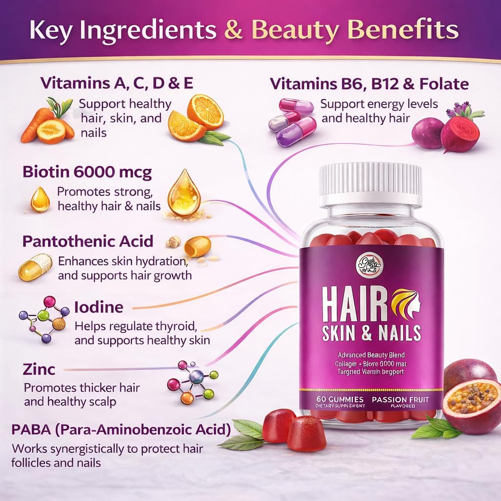 Grab The Gold Hair, Skin & Nails Gummies for Women – with Biotin, Collagen & 10 Essential Nutrients - görsel 4