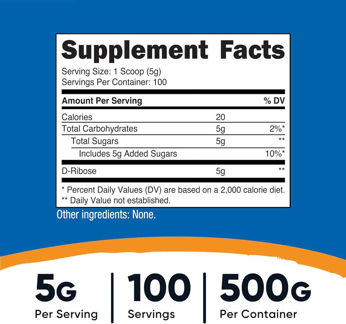 Nutricost D-Ribose Powder, 500g (100 Servings) - görsel 2