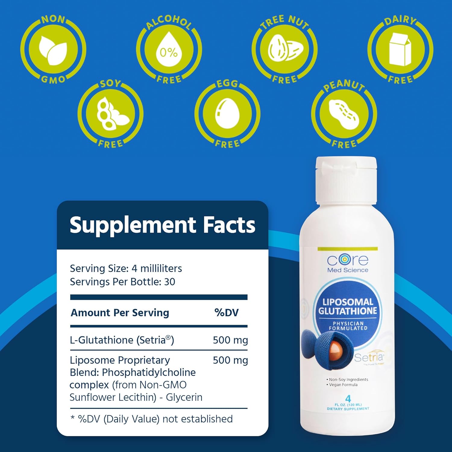 Core Med Science Liposomal Glutathione Supplement - 500mg, 120ml - görsel 3