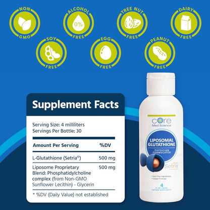 Core Med Science Liposomal Glutathione Supplement - 500mg, 120ml