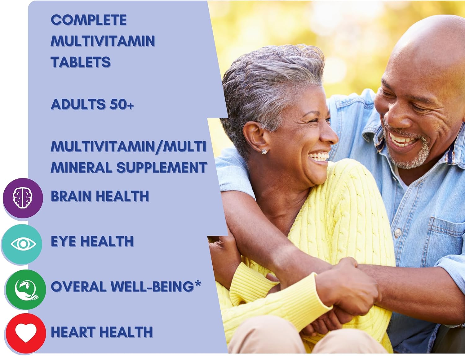 Equate Adult 50+ One Daily Complete Multivitamin and Multimineral Supplement Tablets, Healthy Brain*, 125 Tablets - görsel 2