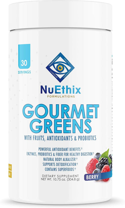 NuEthix Formulations Gourmet Greens Drink Powder – Berry Flavour, 30 Servings