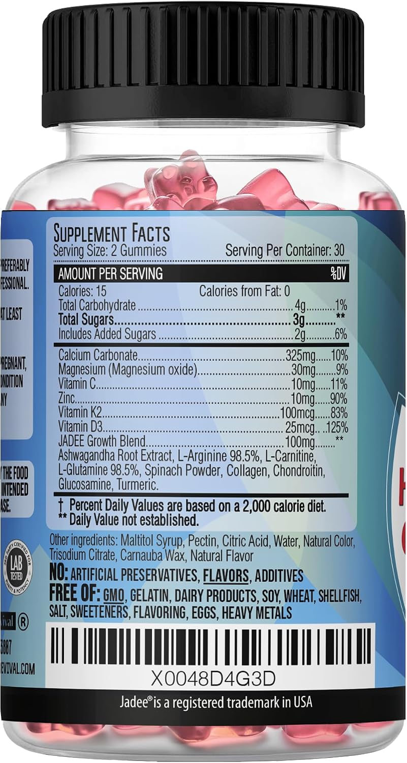 Jadee Height Growth Gummies – Calcium, Vitamin D3, K2, Magnesium, Zinc for Children and Teens - görsel 7
