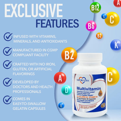 Cardiotabs Multivitamin for Men and Women | Heart & Immune Support | 120 Capsules