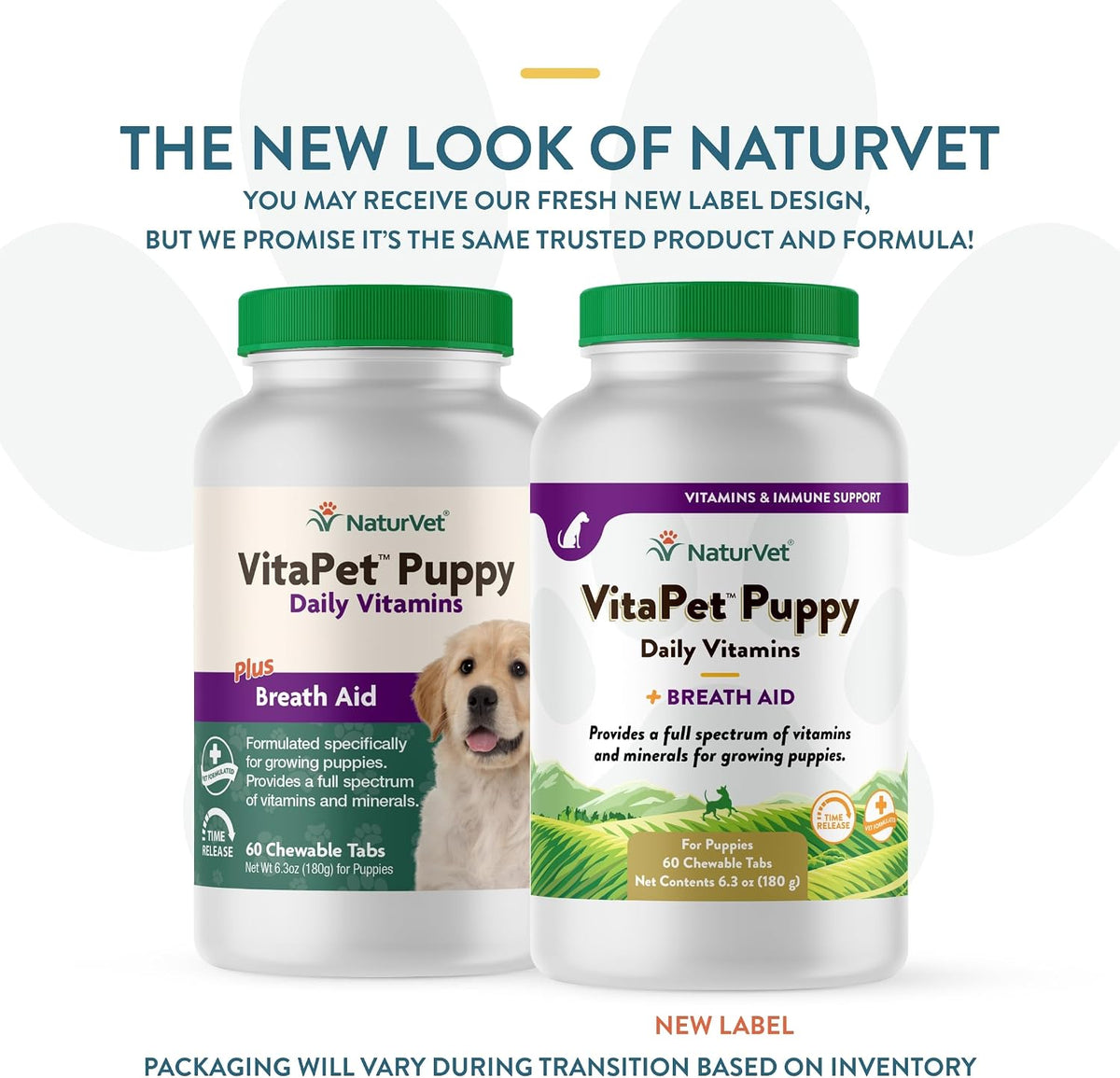 NaturVet VitaPet Puppy Daily Vitamins with Breath Aid, 60 Chewable Tablets – Image 2