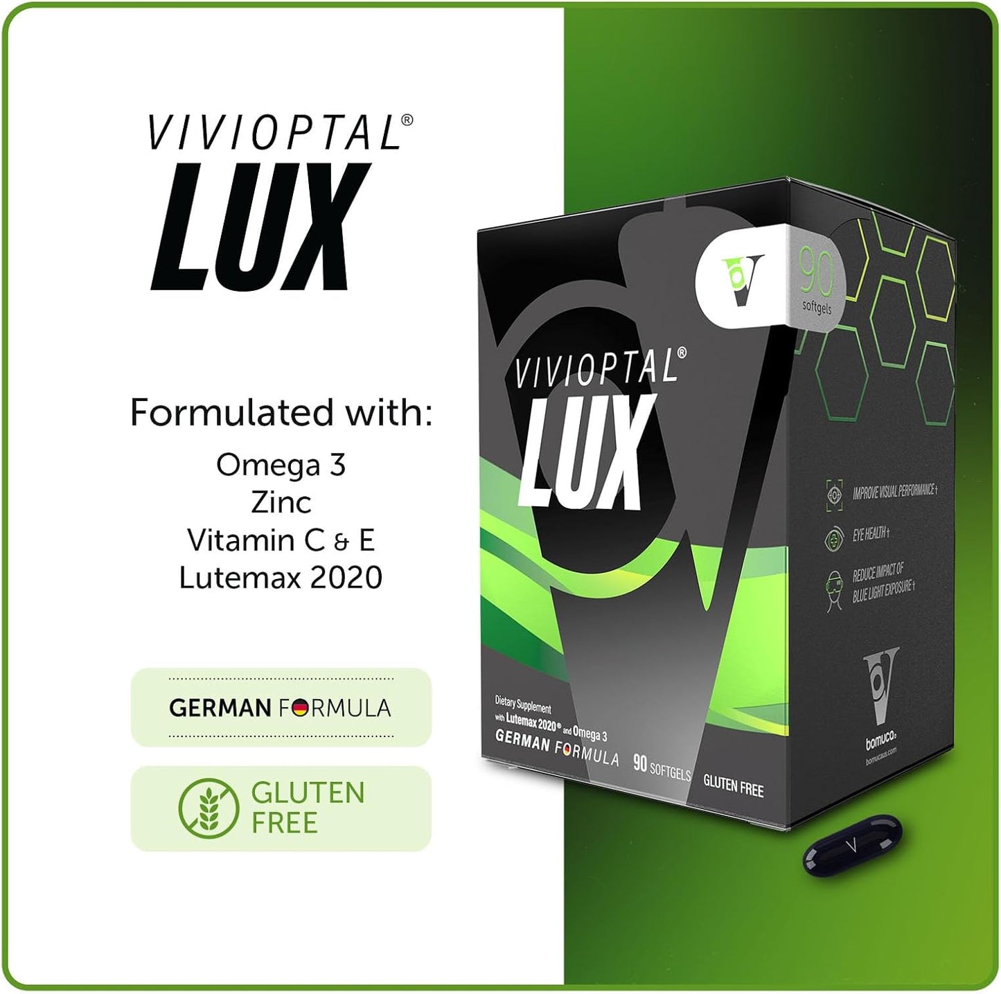 Vivioptal Lux Multivitamin & Multimineral with Lutemax 2020, Omega-3, and Zinc - 90 Softgels - görsel 5